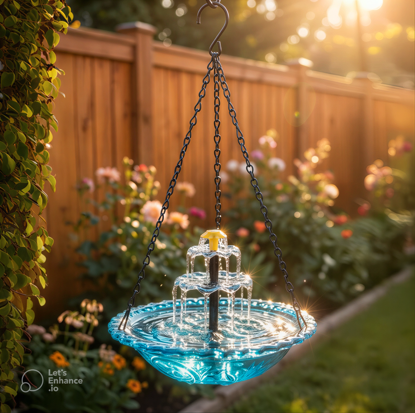 Solar-Powered Hanging Bird Bath Fountain