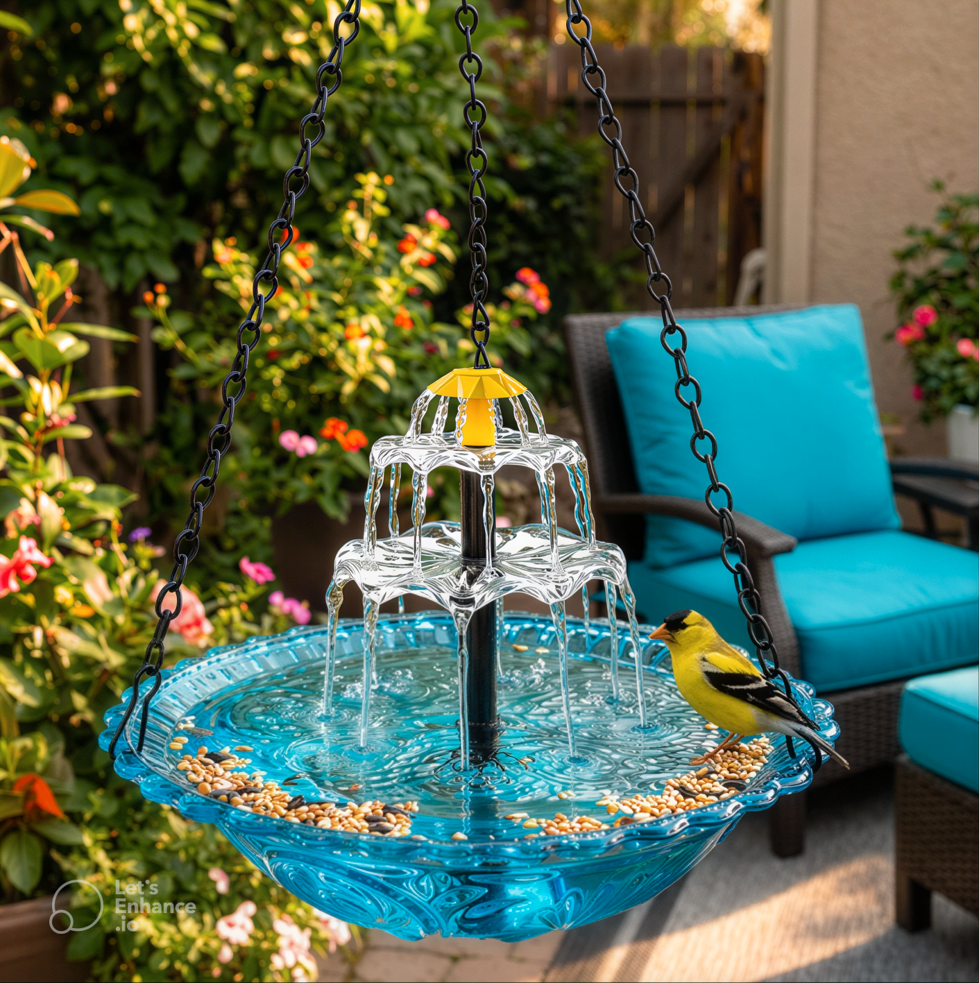 Solar-Powered Hanging Bird Bath Fountain
