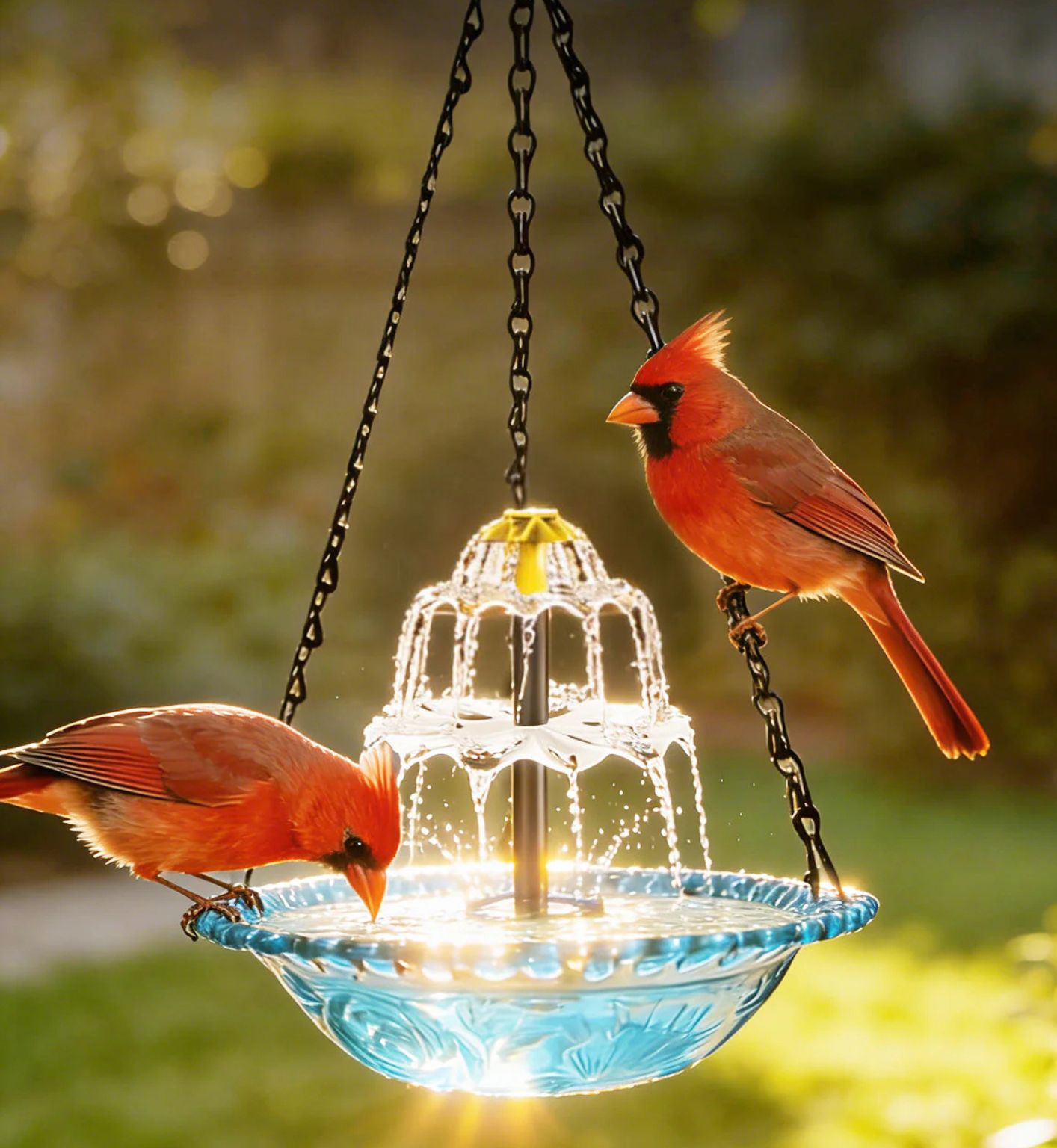 Solar-Powered Hanging Bird Bath Fountain